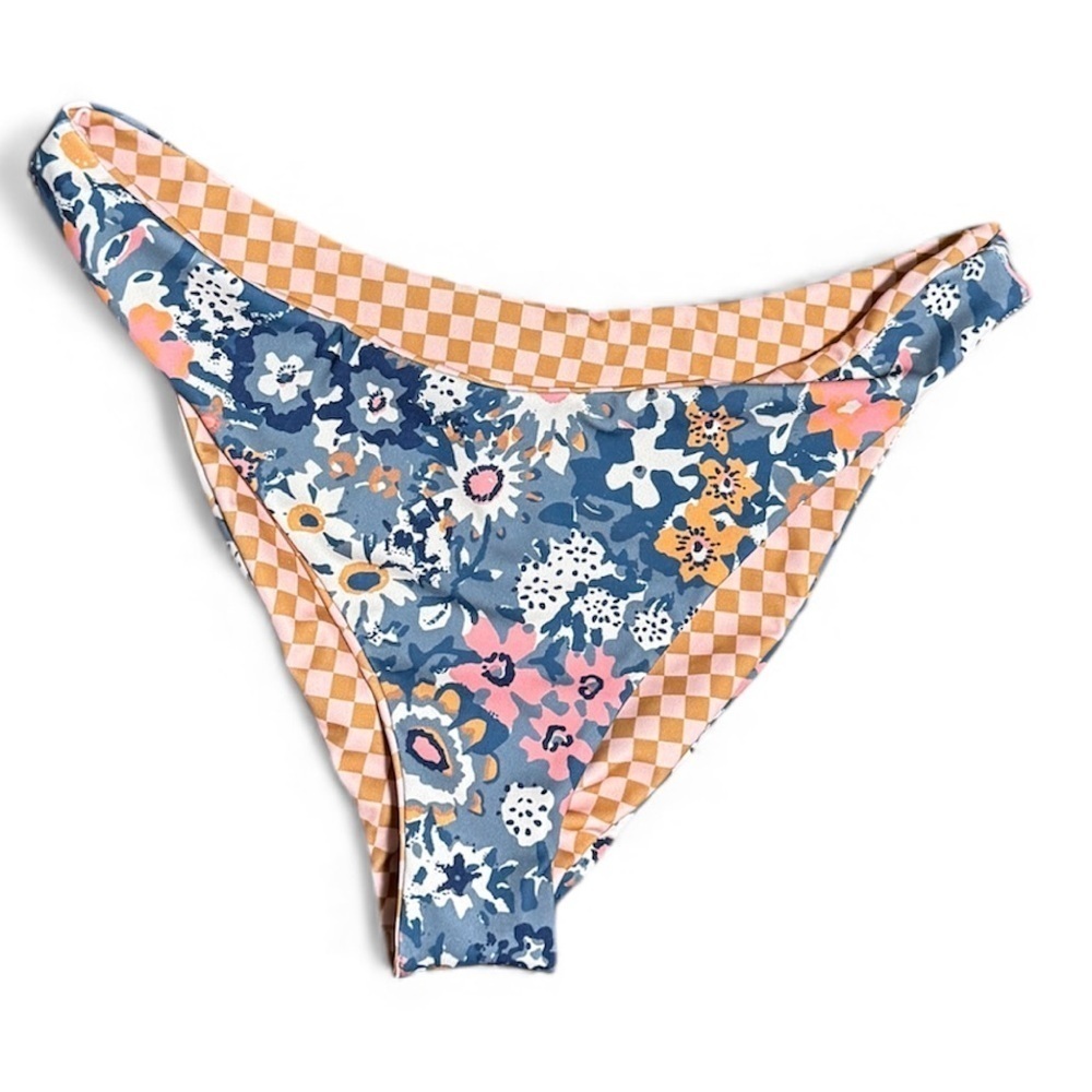 The Great. Reversible Floral and Checkered Bikini Bottom